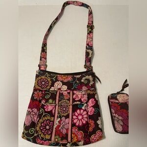 Vera Bradley brown floral quilted shoulder bag and wallet